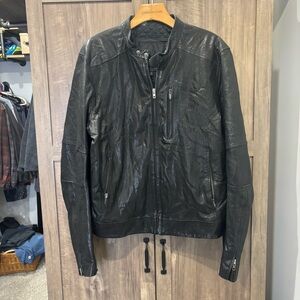Zachary Prell Black Leather Jacket Moto Lamb Skin